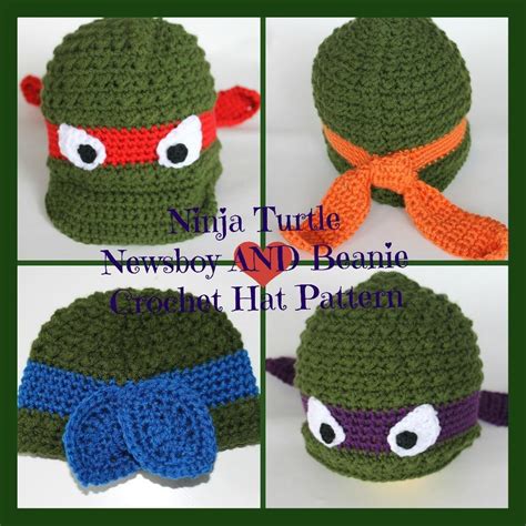 Ninja Turtle Newsboy And Beanie Hat Crochet Pattern By Stayhome