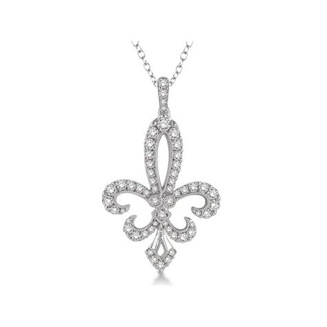 34ct Tw Diamond Fleur De Lis Necklace In 14k White Gold Jnd22 0350