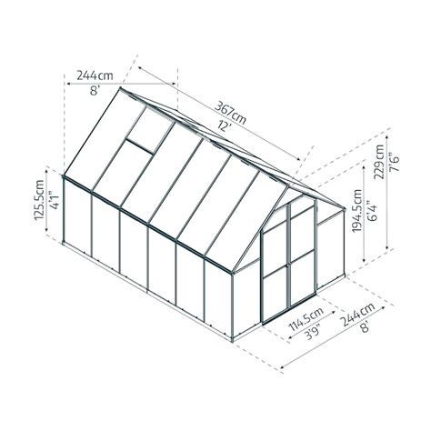 Palram Essence 12-ft L x 8-ft W x 7.51-ft H Silver Greenhouse Kit in ...