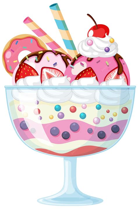 Premium Vector Ice Cream Sundae Served In A Glass Bowl