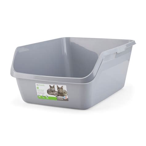 So Phresh Scatter Shield High Back Litter Box Gray Plastic Pan 24 In L