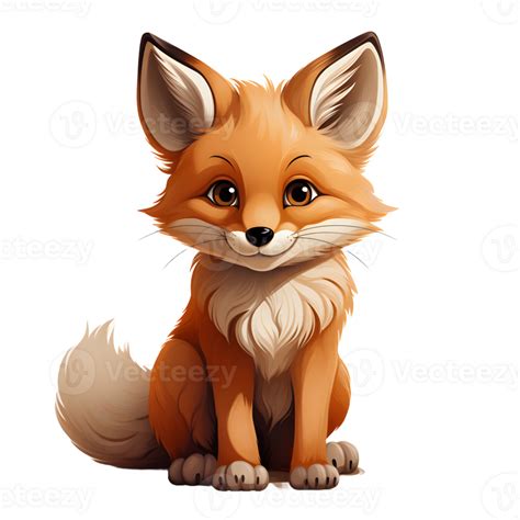 Ai Generated Cute Fox Cartoon Illustration Isolated On Transparent