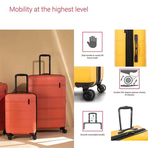 Swiss Mobility Lax Collection 3 Piece Hard Shell Luggage Set Expandable Suitcases With 360