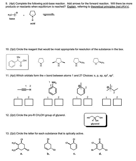 Solved 9 4pt Complete The Following Acid Base Reaction