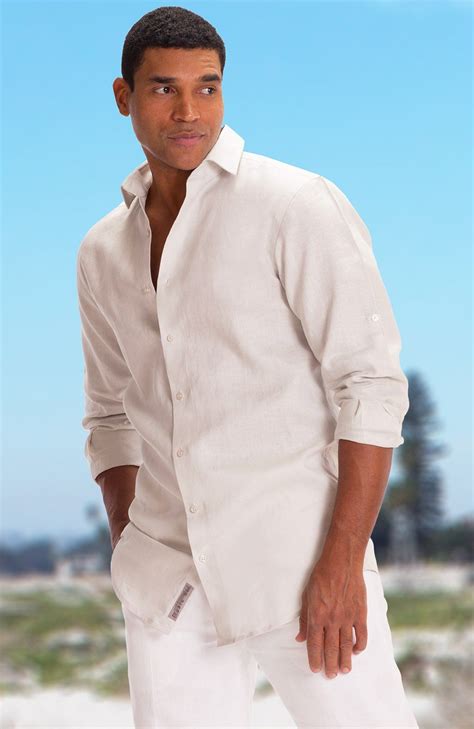 Bradford Light Sand Linen Beach Wedding Shirt White Pant Beach