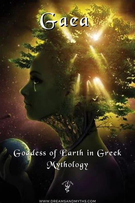 a woman with trees on her head and the words, gaea goddess of earth in ...