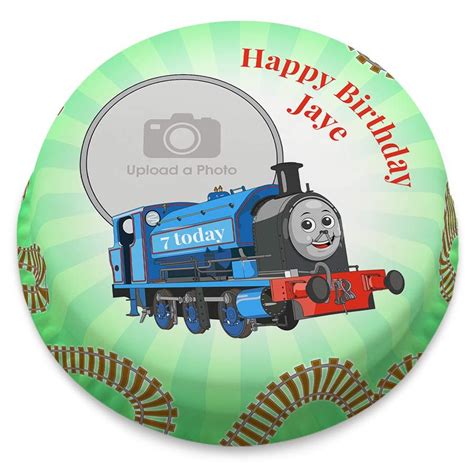 Bakerdays | Personalised Blue Train Photo Cake | bakerdays