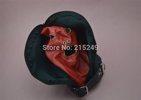 Bdsm Soft Leather Bondage Hood Mask Eyepatch Gagged Headgear Fetish