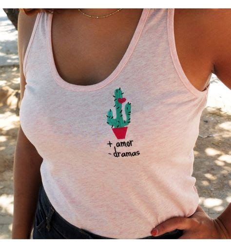 Camiseta Cactus Bordado Mas Amor Menos Dramas Talla S Con Im Genes