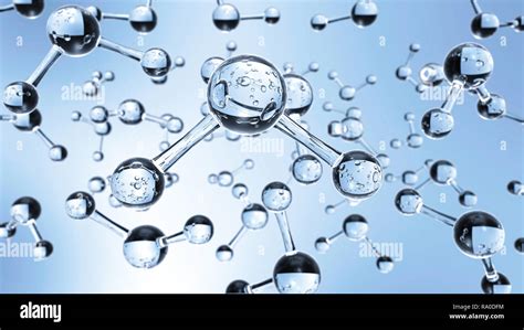 Transparent water H2O molecules floating in water. Abstract science and ...