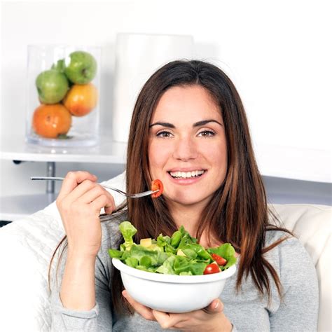 Free Photo Beautiful Girl Eating Healthy Food