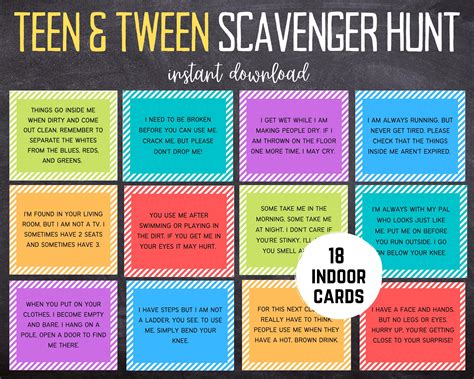 Indoor Teen Scavenger Hunt Teen And Tween Treasure Hunt Scavenger Hunt