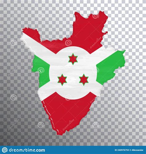 Bandeira Burundi E Mapa De Fundo Transparente Ilustração Stock