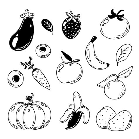 Mix Vegetables Clipart Black And White Flower