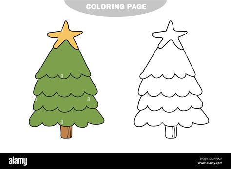Simple coloring page. New Year Tree to be colored, the coloring book
