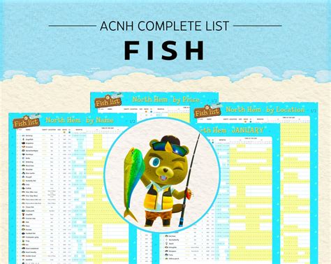 Animal Crossing Fish Checklist Planner Tracker Northern Hemisphere