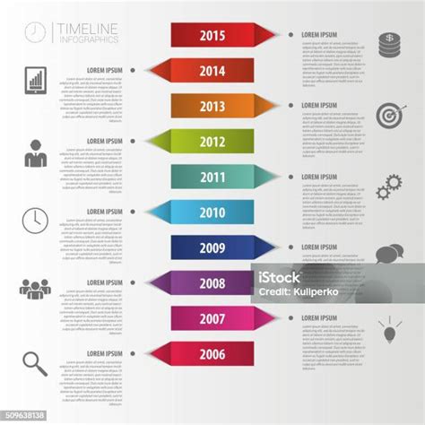 Vektor Infografis Garis Waktu Abstrak Berwarnawarni Datar Ilustrasi