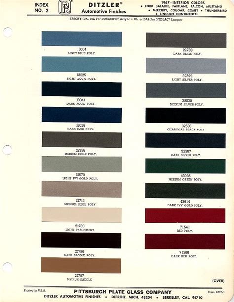 Ford Color Chart By Year