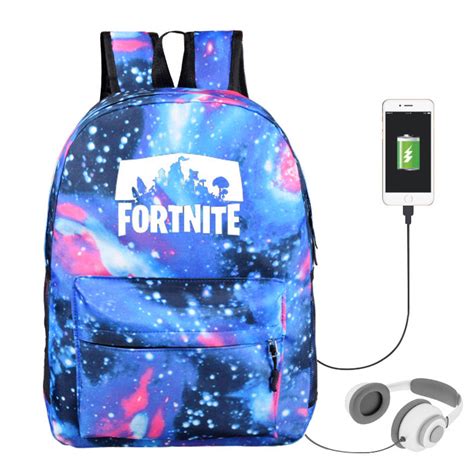 Game Fortnite Printed Galaxy Backpack School Bags With Usb Port Aboxnz