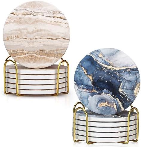 Amazon Pcs Marble Ceramic Coasters With Holder Best Absorbent