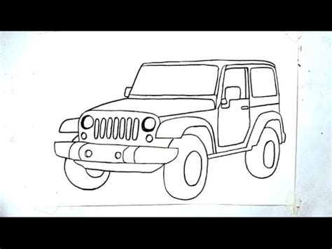 How To Draw Mahindra Thar Car Drawing Mahindra Thar Draw A Trend