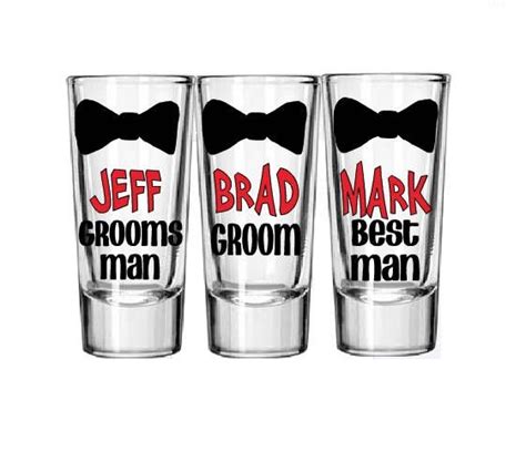 Groomsman Shot Glass Groom Shot Glass T For The Guys Personalized Shot Glasses With Tuxes