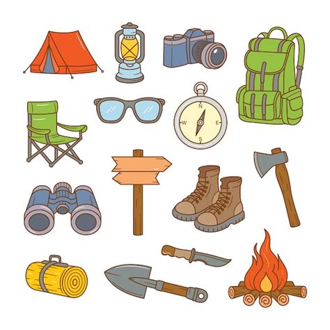 Premium Vector Set Of Doodle Hand Drawn Camping And Adventure Vector