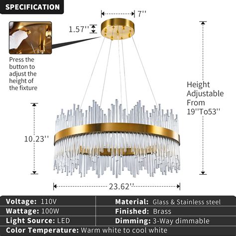 WABON Modern Crystal Chandelier Round Crystal Gold LED Hanging Ceiling