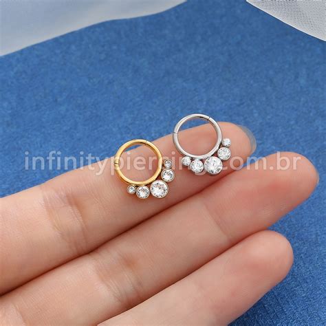 Piercing Argola Segmento Articulado Pedras Infinity Piercing