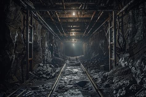 Premium Photo Dark Creepy Abandoned Coal Mine In Backlight