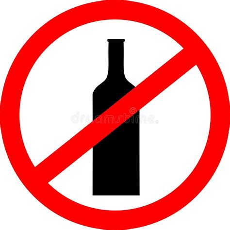 Het Pictogram Van Het Verbodsteken Geen Drank Met Fles Stock