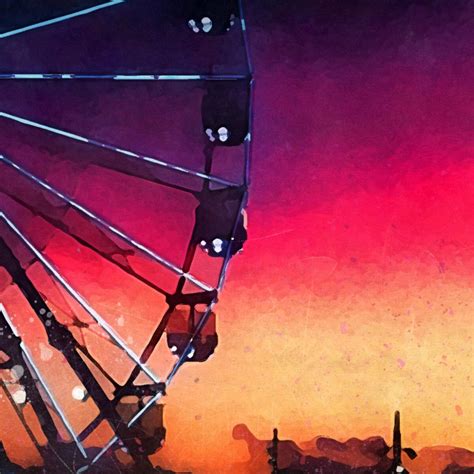 Fairground Ferris Wheel Sunset Abstract Figurative Print — Js Art