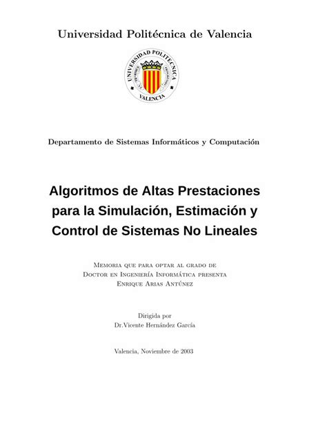 PDF Algoritmos de Altas Prestaciones para la Simulación