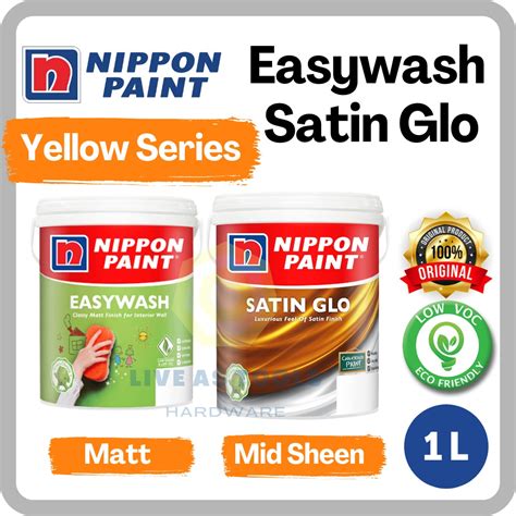 Nippon Paint Interior Paint Yellow Orange Peach 1L Easywash Satin