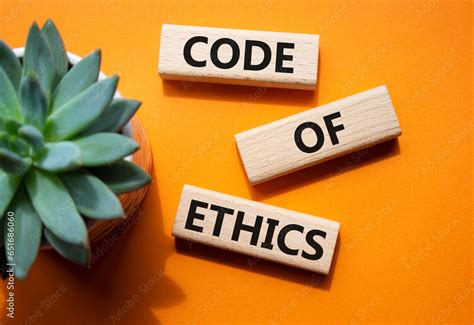 code  ethics symbol concept words code  ethics  wooden blocks