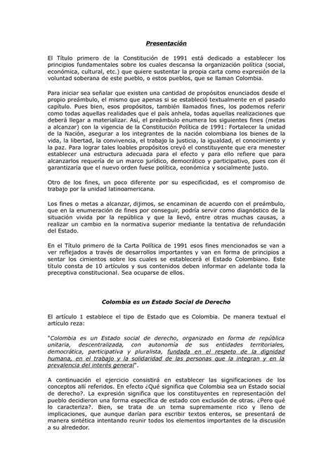 Calaméo Principios Fundamentales De La Constitucion De 1991