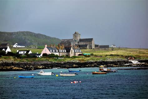 Iona is a Scottish island chosen by Columba as site for a monastery in 563