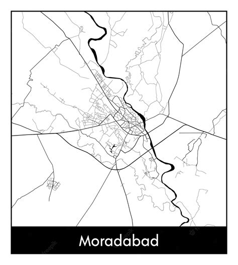 Mapa Mínimo De La Ciudad De Moradabad India Asia Vector Premium