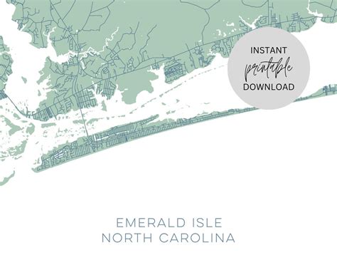 Emerald Isle North Carolina Map Immediate Digital Download - Etsy