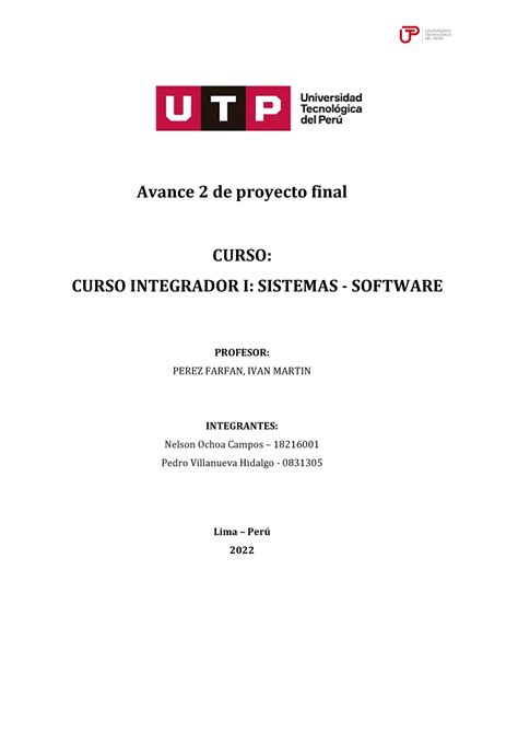 Avance De Proyecto Final Integrador I V Avance De Proyecto