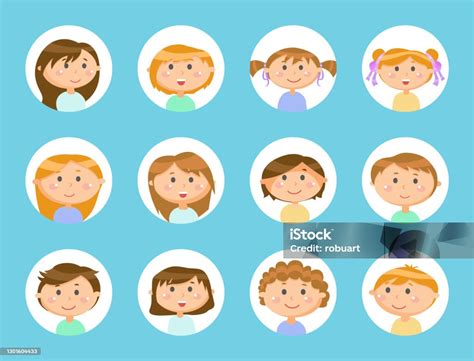 tampilan potret anakanak vektor stiker anak ilustrasi stok