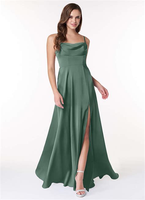 Eucalyptus Azazie Clove Stretch Satin Dress Bridesmaid Dresses Azazie