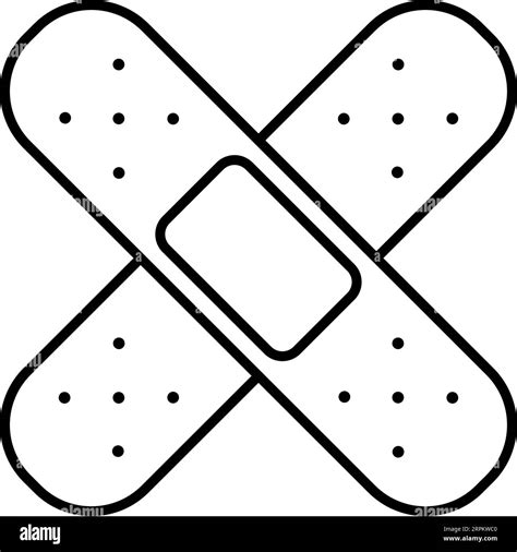 Medical Cute Illustration Of Band Aid In Outline Style Medical Bandage