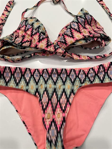 Victorias Secret Metallic Pastel Aztec Vibrant U W Bikini Top C