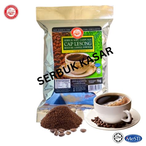 Serbuk kopi campuran 𝗞𝗔𝗦𝗔𝗥 Cap Lesong 1 kg Lesong Bestari Marketing