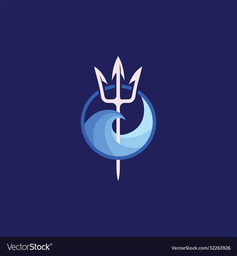 Neptune Trident Logo And Sea Wave Royalty Free Vector Image