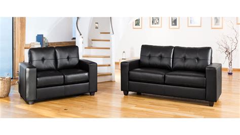 Modern Black leather sofa set - Homegenies