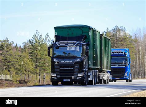 Tenhola Finland April 12 2019 Black Scania R580 Of Hyotyenergia