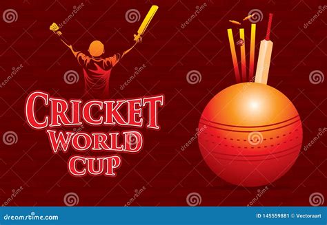 Cricket World Cup Poster Design Stock Vector - Illustration of batsman ...