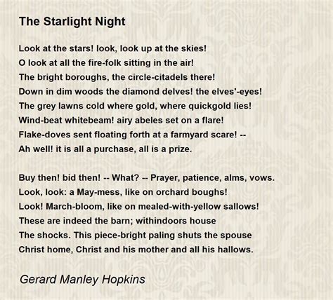 The Starlight Night The Starlight Night Poem By Gerard Manley Hopkins